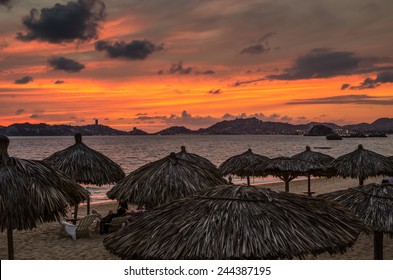 Sunset At Acapulco Beach