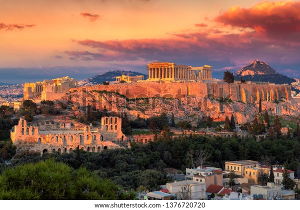 Sunset Acropolis Athens Parthenon Temple Athens Stock Photo (Edit Now ...