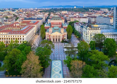 Sunset aerial view of Ivan Vazov Theatre in Sofia, Bulgaria - Powered by Shutterstock