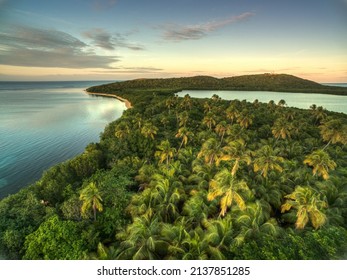 Sunset aerial view over the Caribbean Beach in Fajardo, Puerto Rico - Shutterstock ID 2137851285