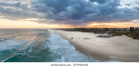 Sunset aerial view of Redhead beach near Newcastle NSW Australia - Powered by Shutterstock - Get 15% off with code: PIKWIZARD15