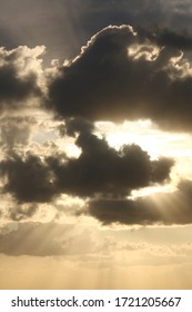 Sunset After Storm. Storm On The Sea After A Rain. HDR Image. Rays Of Light After Storm