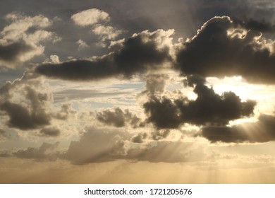 Sunset After Storm. Storm On The Sea After A Rain. HDR Image. Rays Of Light After Storm