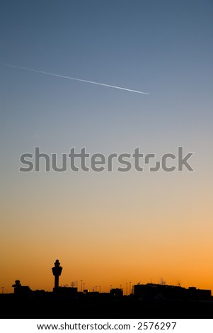 sunset at airport