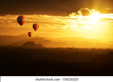 sunset and airship,Is the best time - Shutterstock ID 734235325