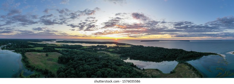 Sunset Along The Beach At Towd Point In Southampton, Long Island, New York.