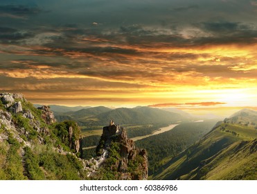 Sunset In The Altai Mountains