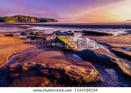 Sunset ambiance on a beach near St. John, New Brunswick 