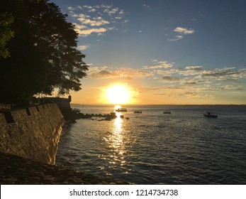 Sunset In A Ancient Fort Of The Portuguese Empire Made By The Templars At Morro De São Paulo