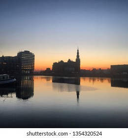 Sunset In The Antwerp Port