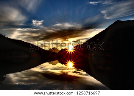 Bietschorn mountain peak at sunrise, Switzerland