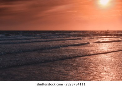sunset as background on the beach 