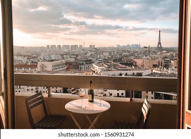 Sunset Balcony In Paris, France 