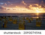 Sunset at the beach in Cuxhaven, germany