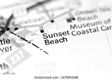 Sunset Beach. North Carolina. USA On A Map