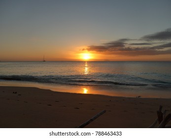 Sunset At The Beach On Uoleva Islanf, Lifuka District, Haapai, Tonga