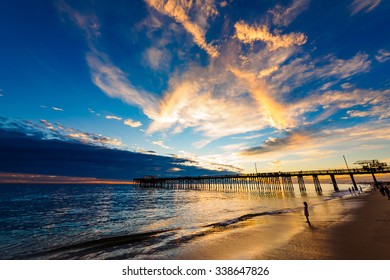sunset beach and pier