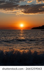 sunset at the beach in the shore 