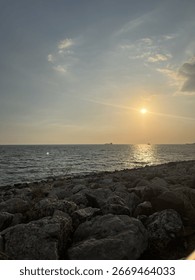 Sunset at the beach stone
