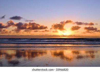 Sunset At The Beach At Torrey Pines National Park, San Diego