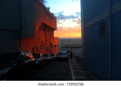 Sunset beating on a wall.