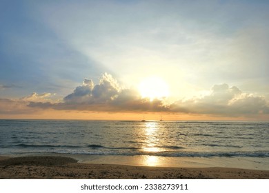 The sunset is beautiful, isn't it? It is a phrase that become viral in media social. This is sunset that seen from Aceh Beach. 