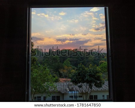 The sunset from the bedroom window