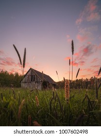 Sunset Behind An Abandoned Barn