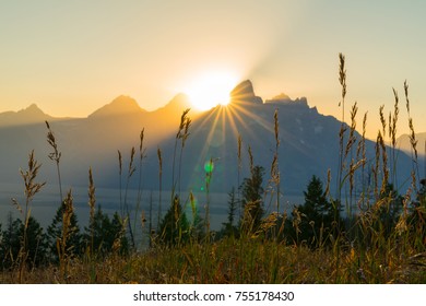 Sunset Behind Grand Tetons