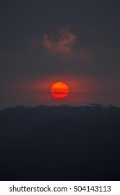 Sunset behind mountain