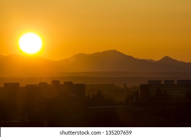 Sunset behind Mountains