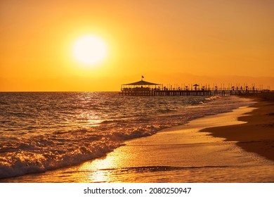 Sunset at the Belek beach in Turkey
