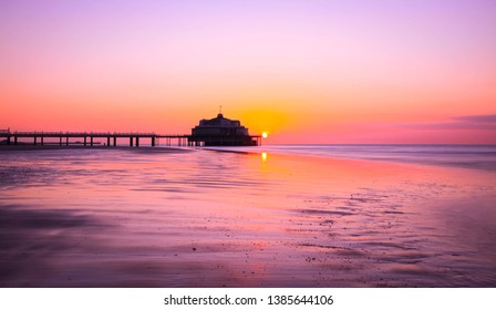 Sunset Belgium pier oostende strand 