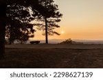 Sunset bench on a path at Bryce Canyon National Park