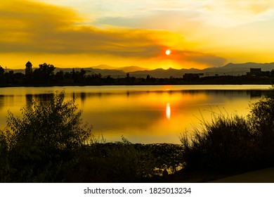 Sunset at Berkeley lake near Denver