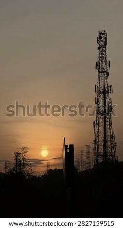 Sunset between antenna tower great colour

