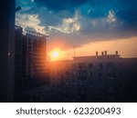 sunset between the buildings