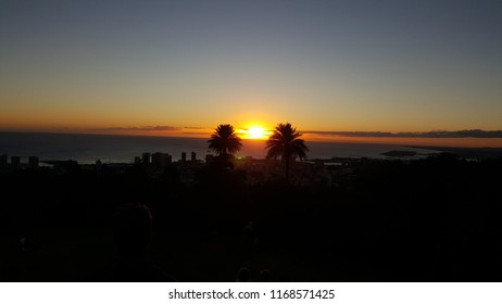 Sunset in between palm trees