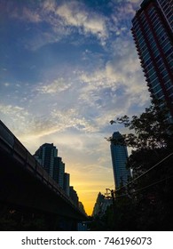 Sunset between skyscraper