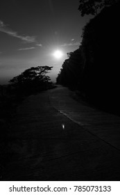 sunset in black and white