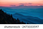 Sunset at blue ridge mountains 