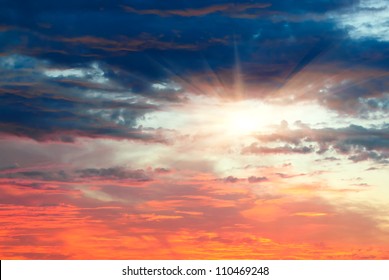 Sunset. blue sky and clouds. - Shutterstock ID 110469248
