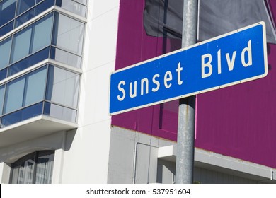 Sunset Blvd Street Sign In Los Angeles, California.