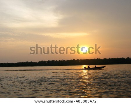 Sunset with a boat 