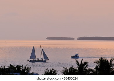 Sunset Boaters Off Key West Florida