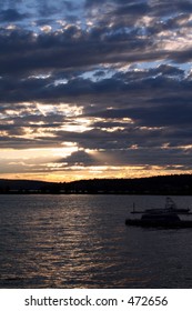 sunset with boats