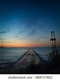 Sunset At  Breakwater Of Sant Martí D'Empuries