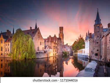 Sunset In Bruges, Belgium