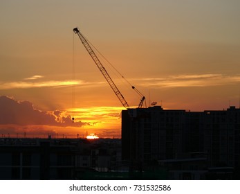 Sunset at a building