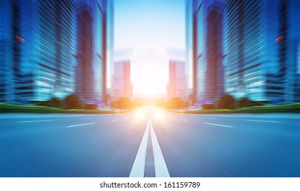 The Sunset Of The Busy Roads Of Major Cities